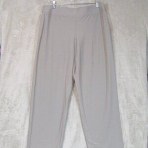 Eileen Fisher Stretch Crepe Straight Ankle Pull On Pants Womens Beige Gray L